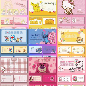 原创卡通PPT模版合集可爱卡通人物高质量通用模版下单全发幼儿园-虚拟资料库