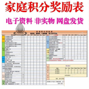 B267家庭积分奖励儿童惩罚积分表小学生儿童自律表可打印电子模板-虚拟资料库