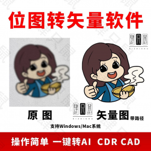 图片位图转矢量ai/cdr/cad软件logo自动抠图高清线条路径雕刻制作-虚拟资料库