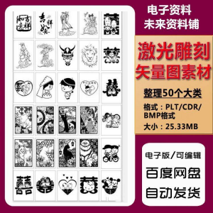 激光雕刻打刻机素材大全刻字图案模板集合plt格式CDR矢量设计文件-虚拟资料库