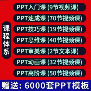 PPT视频教程幻灯制作动画演示文稿Office办公软件入门到高阶课程-虚拟资料库