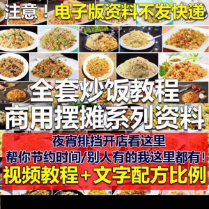 花式炒饭视频教程 泡菜蛋炒饭海鲜盖饭制作 特色小吃配方技术课程-虚拟资料库