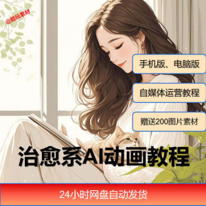 治愈系AI插画动画视频制作教程课程素材自媒体运营小白学习必备-虚拟资料库