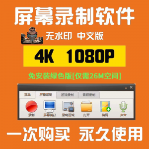 电脑高清1080P录屏录制软件屏幕视频声音录像工具4K无水印mp4格式-虚拟资料库