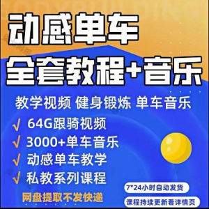 花式动感单车视频教程基础本动作教学骑行音乐有氧操燃脂操塑形课-虚拟资料库