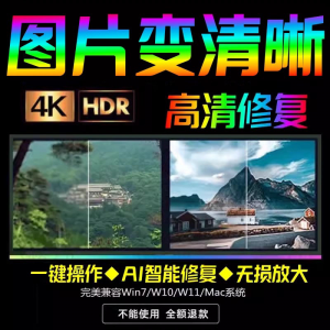 智能AI：图片相片模糊变清晰/高清修复无损放大/黑白上色彩色软件-虚拟资料库