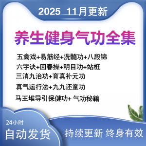 2025健身气功八段锦视频教程五禽戏六字诀易筋经养生功法教学站桩-虚拟资料库