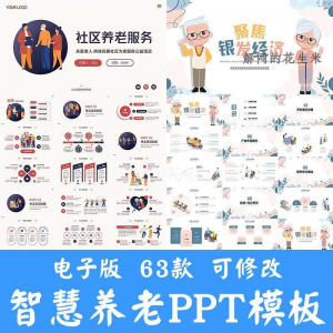 智慧养老ppt模板社区养老院服务宣传开题答辩商业计划书方案素材-虚拟资料库
