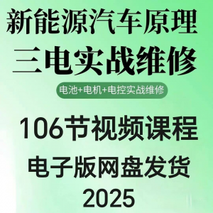 2025年汽车新能源汽车三电实战维修汽修视频课程106节网盘素材-虚拟资料库