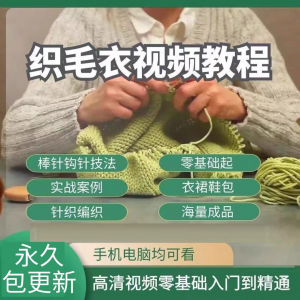 织毛衣教程视频零基础教学传统手工棒针钩针毛线编织婴儿针织围巾-虚拟资料库