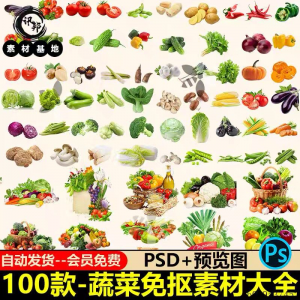 7233高清蔬菜免抠电商超市果蔬海报设计元素PS素材PNG免扣模板-虚拟资料库