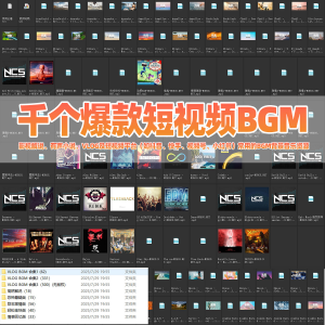 千个爆款短视频BGM背景音乐小红书抖音快手热门VLOG音乐影视解说-虚拟资料库