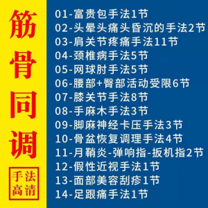 筋骨同调祛痛术活动受限手法富贵颈椎颈肩肘腰膝关节疼痛手法素材-虚拟资料库