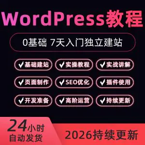 Wordpress建站全套指南视频教程新手外贸独立站搭建入门到精通课-虚拟资料库