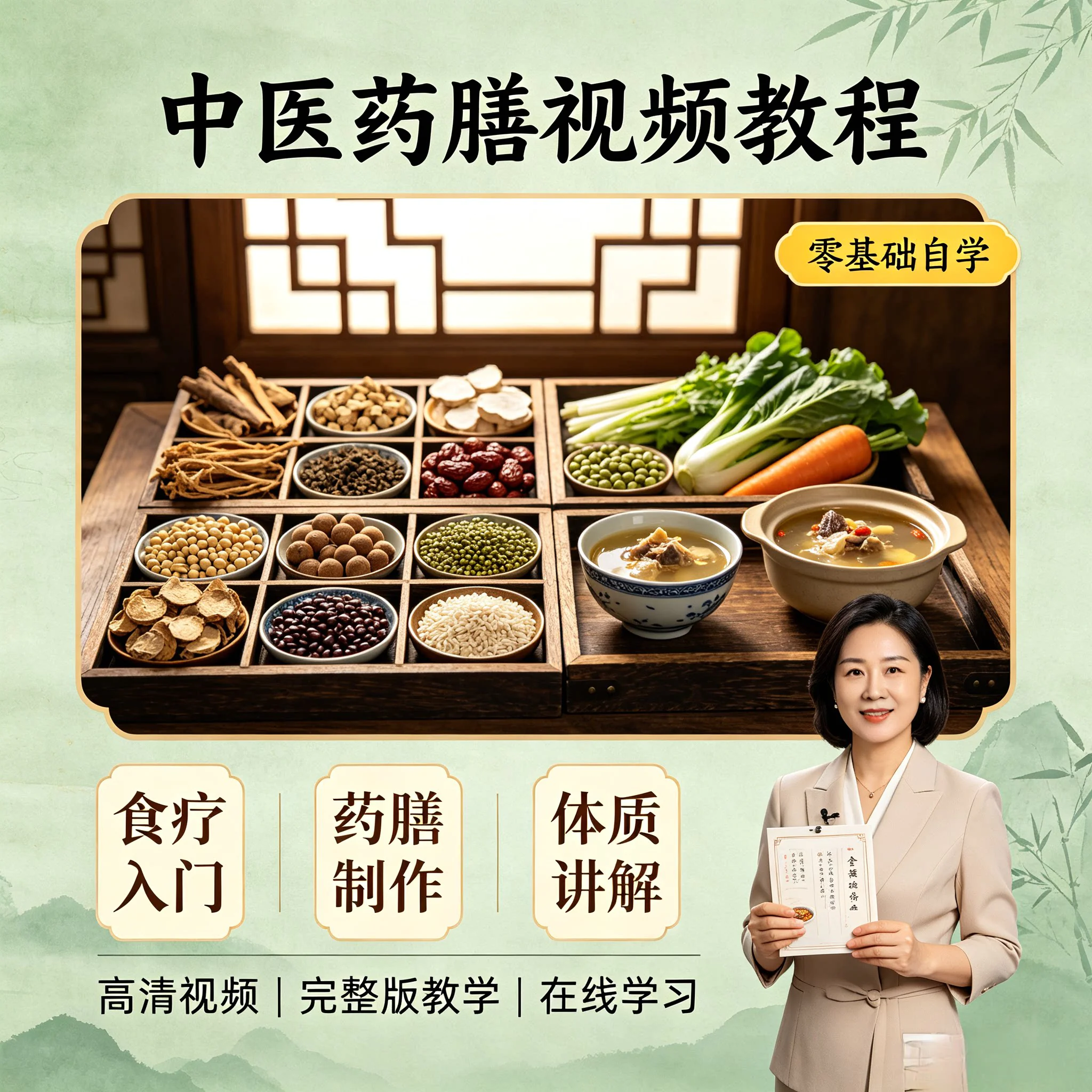 中医食疗视频教程中药膳食养生调理身体课程食疗教学课程-虚拟资料库