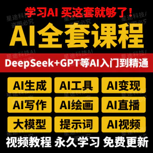 AI课程视频教程ai赚钱变现人工智能课程学习教学deepseek使用教程-虚拟资料库