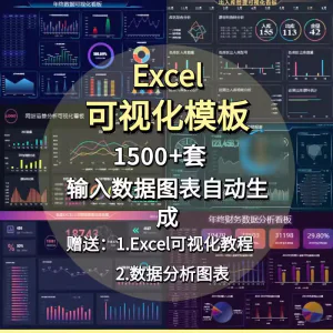 excel模板可视化仪表盘图表大数据分析行政管理财务人事销售看板-虚拟资料库